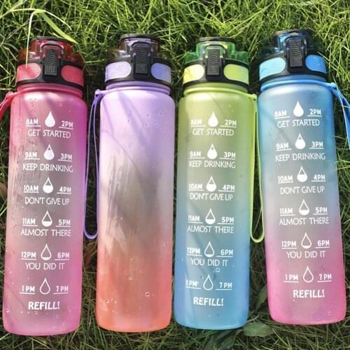40%HOT1000ML Gradient Color Water Bottle Large Capacity Bouncing Cover Drinking Cup for Outdoor Sports