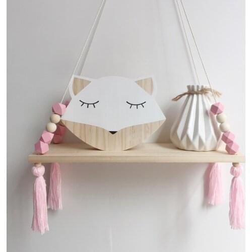 Hot sale bedroom wall Shelf DIY Original Wood Beads Storage Shelf Organization swing shelf Home Decor kids room wall decoration