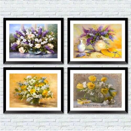 Cotton No frame classical beautiful flowers canvas printings oil painting printed on cotton home wall art decoration picture