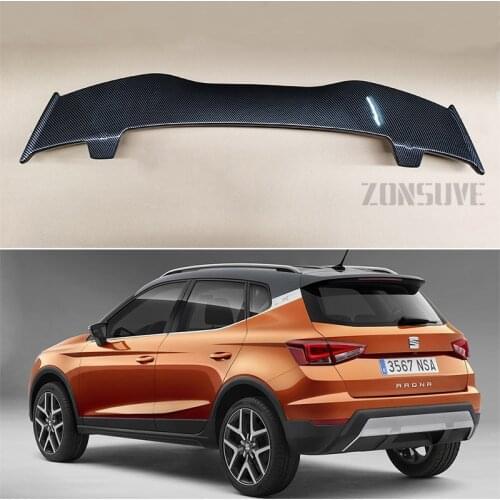 Use For Seat Arona 2017 Spoiler ABS Plastic Carbon Fiber Look Hatchback Roof Rear Wing Body Kit Accessories
