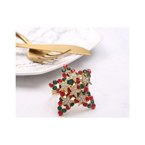 50/PCS new Christmas metal napkin clasp creative gold star napkin ring hotel napkin ring mouth loop