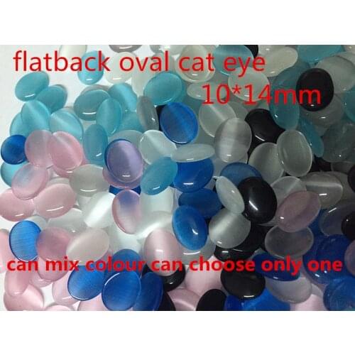 MRHUANG 25pcs/pack New Arrival mixed color 10mm*14mmFlatback Oval Cat Eye Cabochon Opal Beads for Jewelry making
