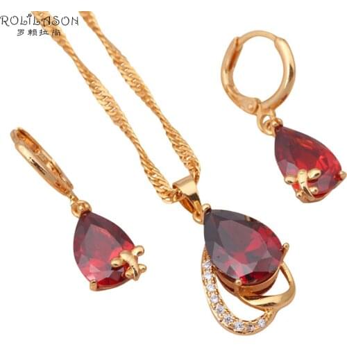 Royal design Fashion Jewelry Sets gold Tone Crystal AAA zirconia Earrings Necklace Pendant set sor women JS291
