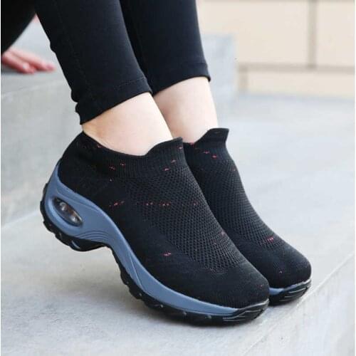 Women Tennis Shoes Height Increasing Mesh Sneakers Air Cushion Platform Shoes Sports Breathable Sock Fitness Shoes Zapatos Mujer