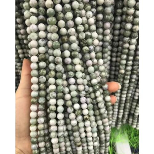 2 strands Natural Green Emerald Auspicious Jade Crystal Round Stones 6-8mm 15.5"