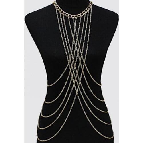 Hot Body Golden Chain Elegant Tassel Multilayer Crossover Sexy Bikini Waist Belly Sexy Chain Boho Beach Bodychain Jewelry Colar