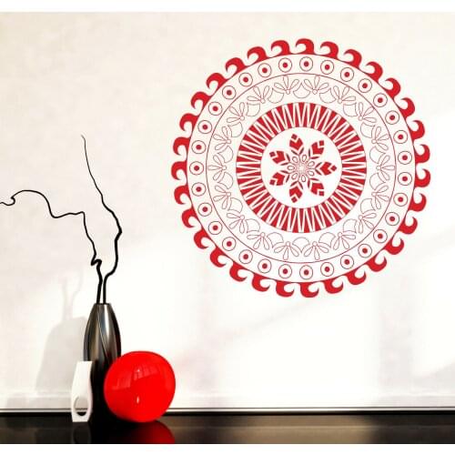 Mandala Sun Religious Wall Stickers Vinyl Yoga Gym Meditation Relaxation Bedroom Living Room Wall Decal Removable Mural Z142