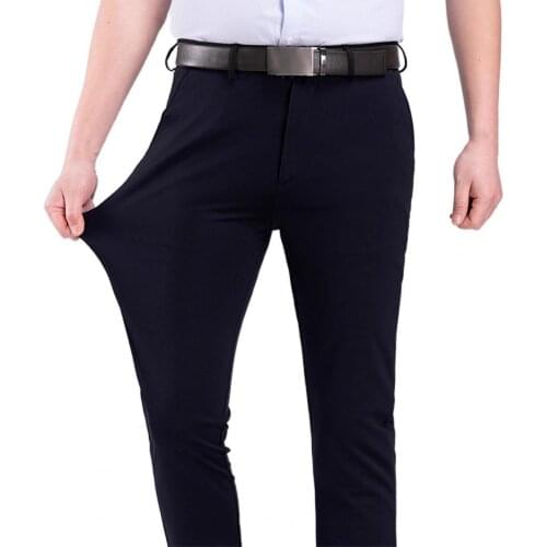 Fashion Men Suit Pants Solid Color Stretchy Dress Pants Formal Business Wedding Trousers suitable formal occasions брюки мужские