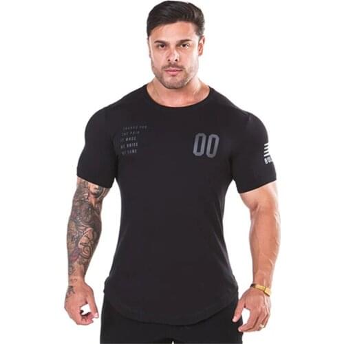 Mens Running fitness T shirt Gyms Fitness Workout Skinny T-shirt Male Summer Casual Cotton Tees Tops Sports Brand Clothing