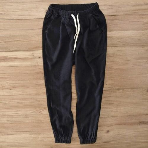 Mens Fashion Casual Linen Hose Pant Solid Trousers high quality new 2019 Mid Waist Elastic