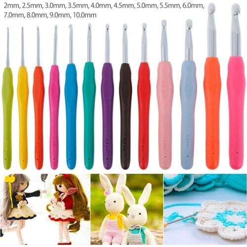 2-10mm Weave Sewing Needles Tool Aluminum Crochet Hooks Set with Storage Bag Plastic Handle Yarn Weave Knitting Needles Set