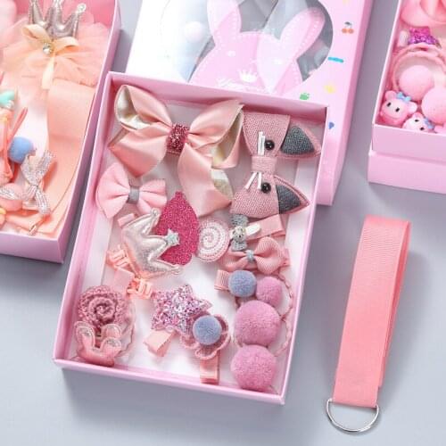 18 Pieces Hair Clip Set Cute Hair Accessories Girl Headwear Bow Flower Animal Hairpins Hairband Cartoon Elastic Headdress Gift