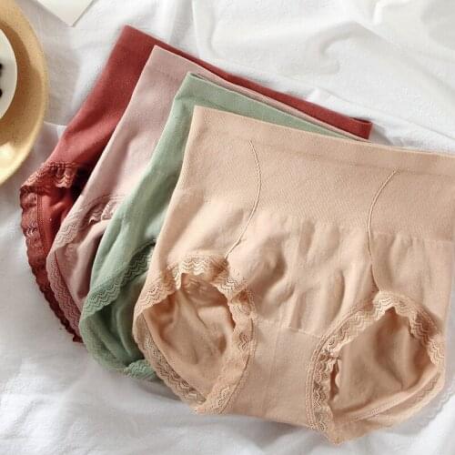 Underwear Women Cotton Panties High-rise Lace Antibacterial Hip Lift Waist Lingerie Modal Underpants Female Comfortable Briefs