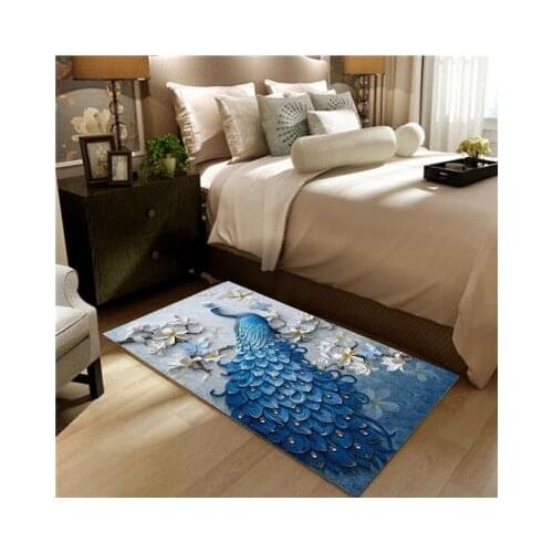 New Chinese Style Bird 3D Printed Carpet Non-Slip Soft Bedroom Living Room Mat