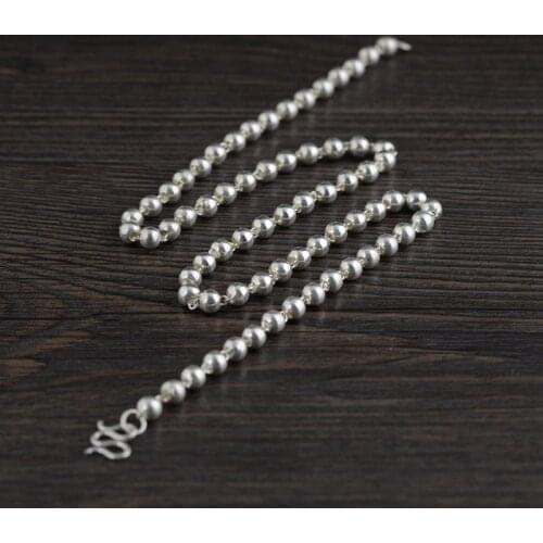 FNJ 5mm Ball Chain Necklaces 925 Silver Long 45cm to 50cm Fine Original S925 Silver Women Men Necklace for Jewelry Making
