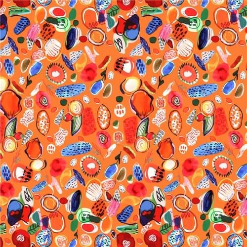 Polyester satin dress fabric custom abstract coating series stretch digital printing sewing pillowcase handmade materials