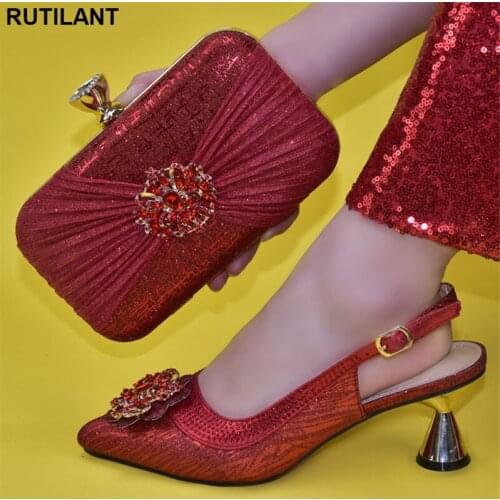 Plus Size Women Shoes 42 2021 Fashion Women Shoes and Bag for Party Wedding Ladies Shoes and Sandals Italian Shoes and Bag