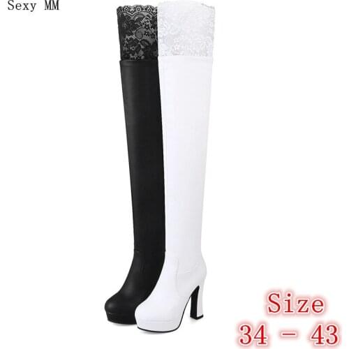 Spring Autumn Platform High Heels Women Over-the-Knee Boots Woman Thigh High Boots Ladies Shoes botas Plus Size 34 - 40 41 42 43