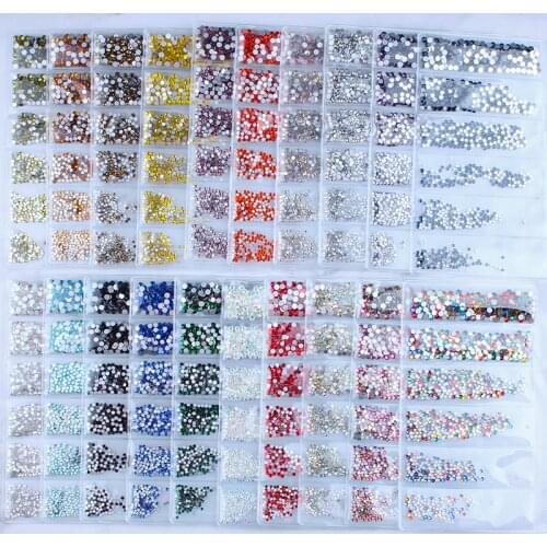 SS3-SS10 Nail Art Crystal Jewelry Micro Rhinestone AB White Flat-back Jewelry 1 Bag(6 grid) Nail Tip Jewelry Accessory Decoratio
