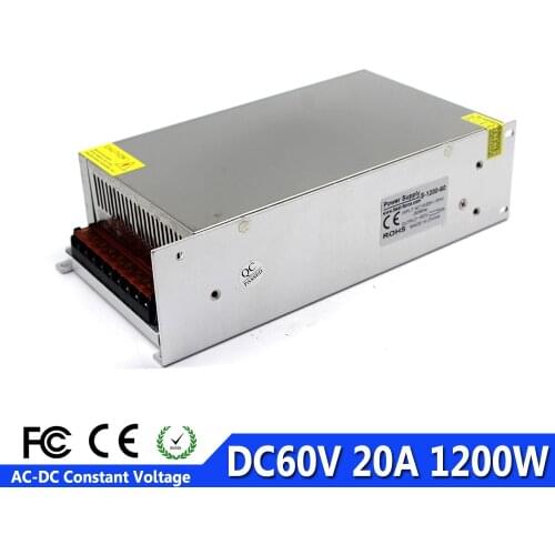 1200W 60V 20A Single Output Switching power supply Driver Transformers 220V 110V AC to DC60V smps For CNC Machine DIY LED CCTV