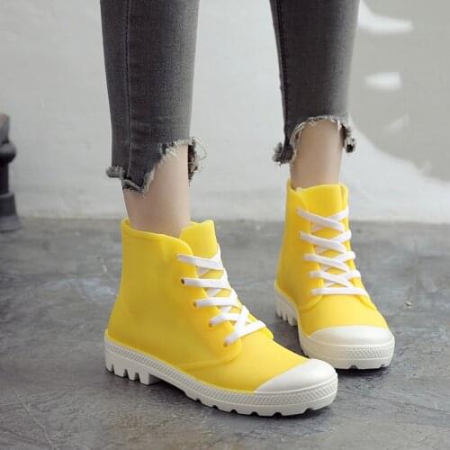 Dwayne Womens Vulcanized Shoes Fashion Rain Boots Spring Summer Autumn Rainboots Waterproof Shoes Slip PVC Rubber Shoes 2019 Ne