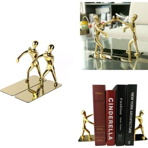 1 Pair Heavy Duty Stainless Steel Man Bookends Nonskid Bookend Art Bookend Book Stand Support Desktop Bookshelf