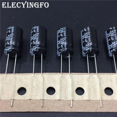 10pcs 330uF 25V330UF Suscon SK Series 8x14mm 25V330uF Aluminum Electrolytic capacitor