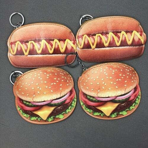 10pcs New Creative Coin Purse Realistic Hamburger Cute Food Coin Purse Key Pendant Decoration Card Pouch Children Christmas Gift