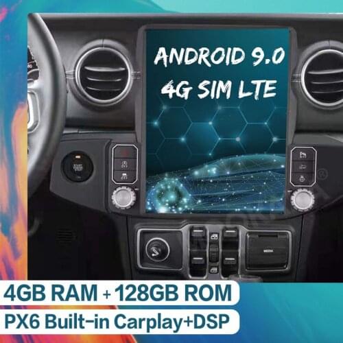 13.3'' Andriod 128GB Car Stereo Multimedia Player For Jeep Wrangler 2018 - 2021 Tesla Style Auto Radio GPS Navigation Head Unit