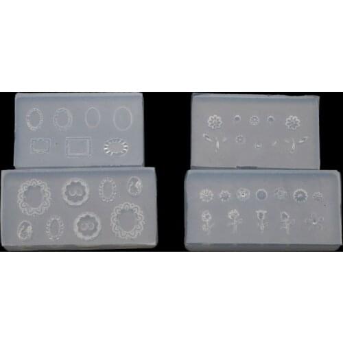 2Pcs Mini Leaves Flower 3D Silicone Clear Mold Button Embossed Frame Nail Carving Mold Nail Art Templates Maincure Tools X4YA