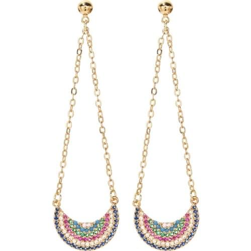 2020 Fashion Temperament Womens New Moon Gold Long Earrings Women/Girls Wedding Party New Bride Jewelry Gifts ER-468