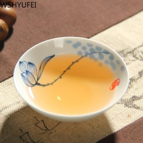 4 pcs/set Chinese ceramic teacup Retro Handmade tea set Hand-painted Cone Teacups Master Tea bowl Personal Single Cup drinkware
