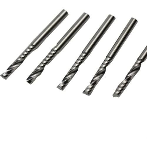 5PCS 3.175 X 17mm one flute carbide Engraving CNC router Spiral bits Tool Cutting Acrylic Pvc Wood CUTTER