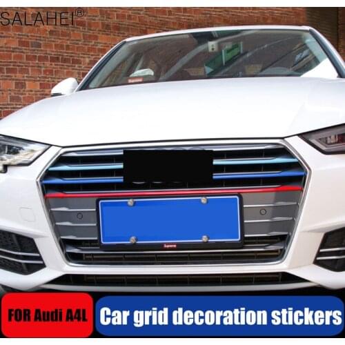 5 PCs/set Colorful ABS Three-Color Front Grill Decorative Strips For Audi A4L 2017 2018 Center Grille Grid Cover Trim Car Decals
