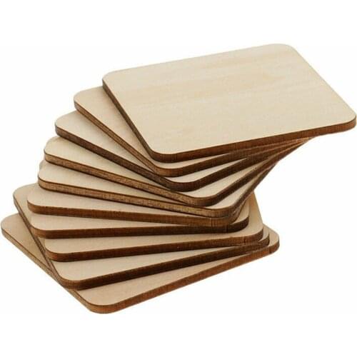 50PCS Wood Craft Blanks Unfinished Square Wooden Slices For Children DIY Coasters Arts Painting Christmas Wedding Ornament Decor