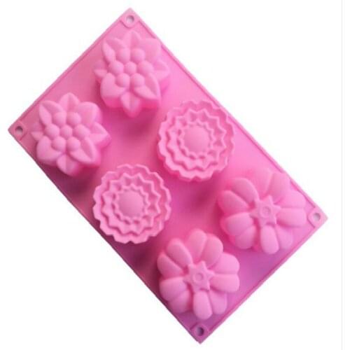 6 Hole Three Groups Of Flowers Cake Moon Silicone Cake Mold Pudding Jelly Mold Bakeing Tools Cupcake