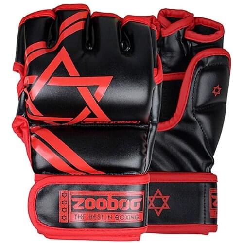 Half Finger Boxing Gloves PU Leather MMA Fighting Kick Boxing Gloves Karate Muay Thai Training Workout -40
