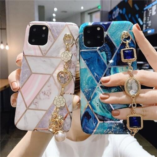 Luxury diamond Bracelet pearl Soft silicone phone case for iphone X XR XS MAX 6 6S 7 8 plus 11 Pro 12 MiNi Marble Splicing cover