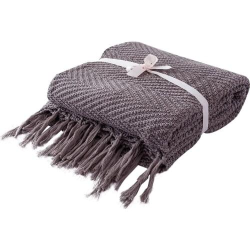 Nordic Style Cotton Knitted Sofa Blanket with Tassels Breathable Air Condition Qulit Simple Photography Props