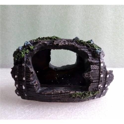 Artificial Resin Barrel Aquarium Fish Tank Decoration Fish Hiding Cave Shelter Simulation Ornament Landscape Decoration 1Pcs
