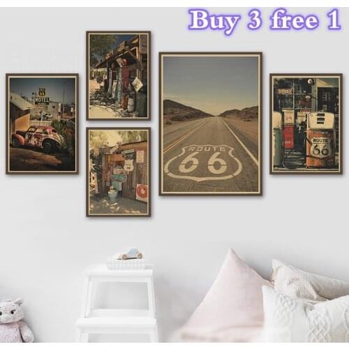 Classic Vintage Route 66 gas station Poster Printing Retro Decoration Poster Decor in room