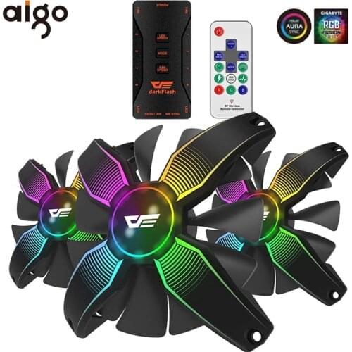 Aigo darkflash 120mm RGB Fan Computer PC Case Fan Adjust LED Speed Quiet IR Remote Aura Sync Computer CPU Cooler Cooling RGB Fan