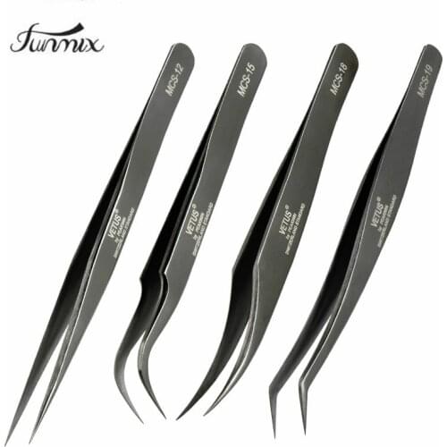 MCS Series Tungsten colors Premium Beauty Makeup Tweezers for Eyelashes Extension Pinzas Super precision