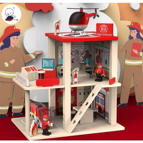 Simulation Scene Toy Police Station Parking Lot Children Role-playing Firefighter Model Puzzle Puzzle Early Education Toys