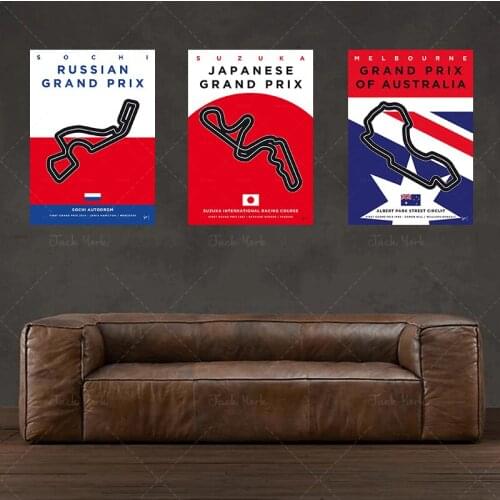 Monaco Yas Marina Bahrain Catalunya Hungaroring Baku Melbourne Marina Bay Casablanca Race Track Wall Art Picture Home Decor