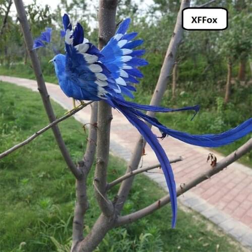 New real life Phoenix model foam&feather simulation dark blue bird doll gift about 40x30cm xf0873