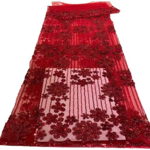2021 Latest High Quality Tulle sequins/bead African Lace Fabric Embroidered French Nigerian Lace Fabrics Material CD-250