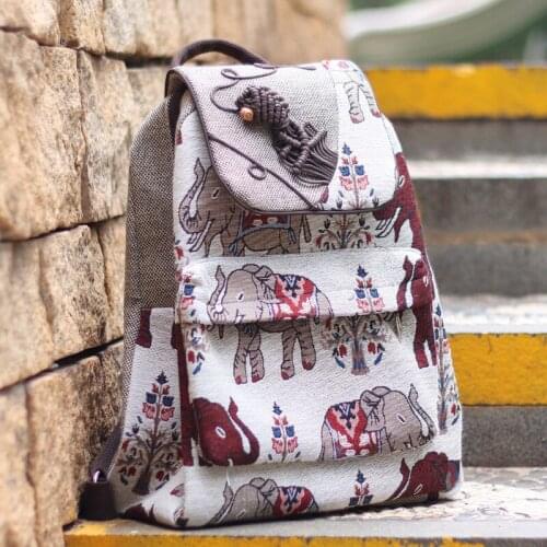 Ms summer new national wind restoring ancient ways backpack cotton knitting accessories large capacity backpack to travel