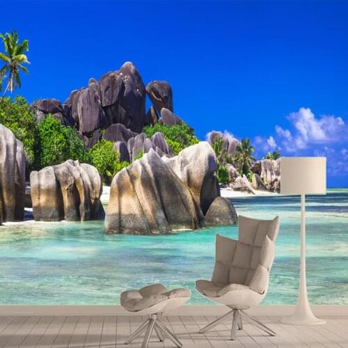 Seascape Stone Custom 3 D Wallpaper Mural for Living Room Wall Papers Home Decor Self Adhesive Removable Furniture Stripe Rolls