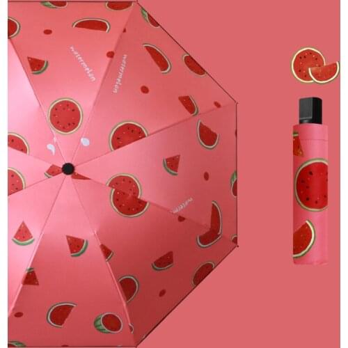 Luxury Cartoon Fruit Avocado Umbrella Watermelon Folding Manual Umbrellas For Children Women UV Lovely Rain Umbrella